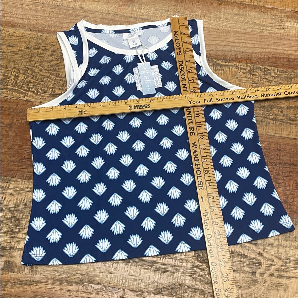 Sigrid Olsen Large Golf & Tennis Polo Collar Top pickleball navy upf prep - Picture 7 of 7
